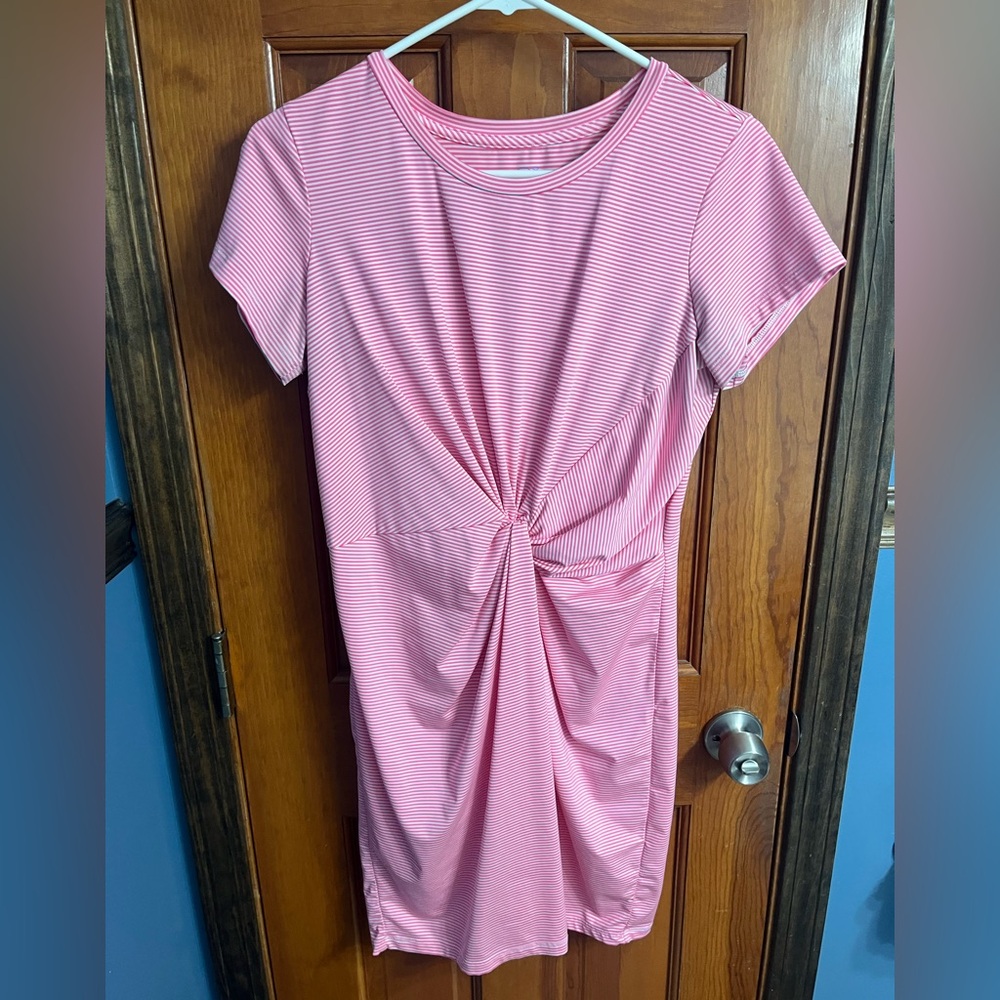 Vineyard Vines knot dress pink stripe size small